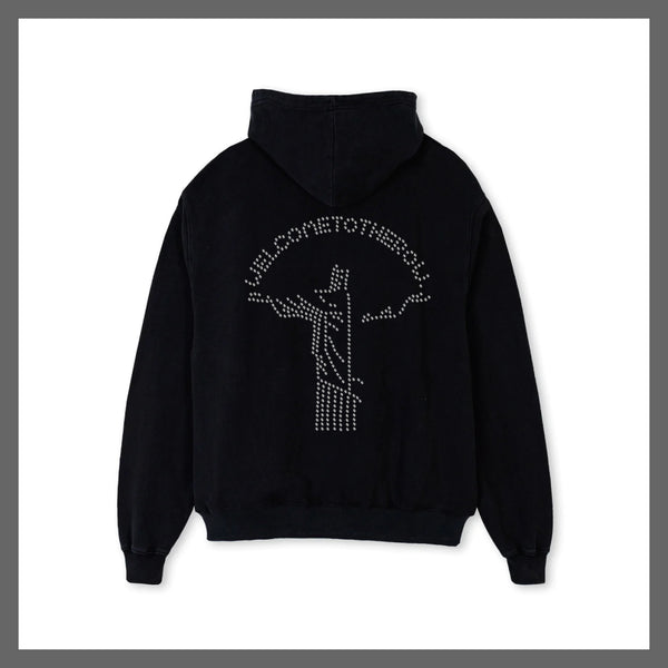 Black big crystal hoody