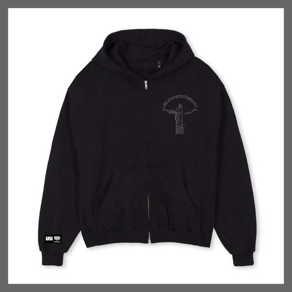 Black crystal zip-up